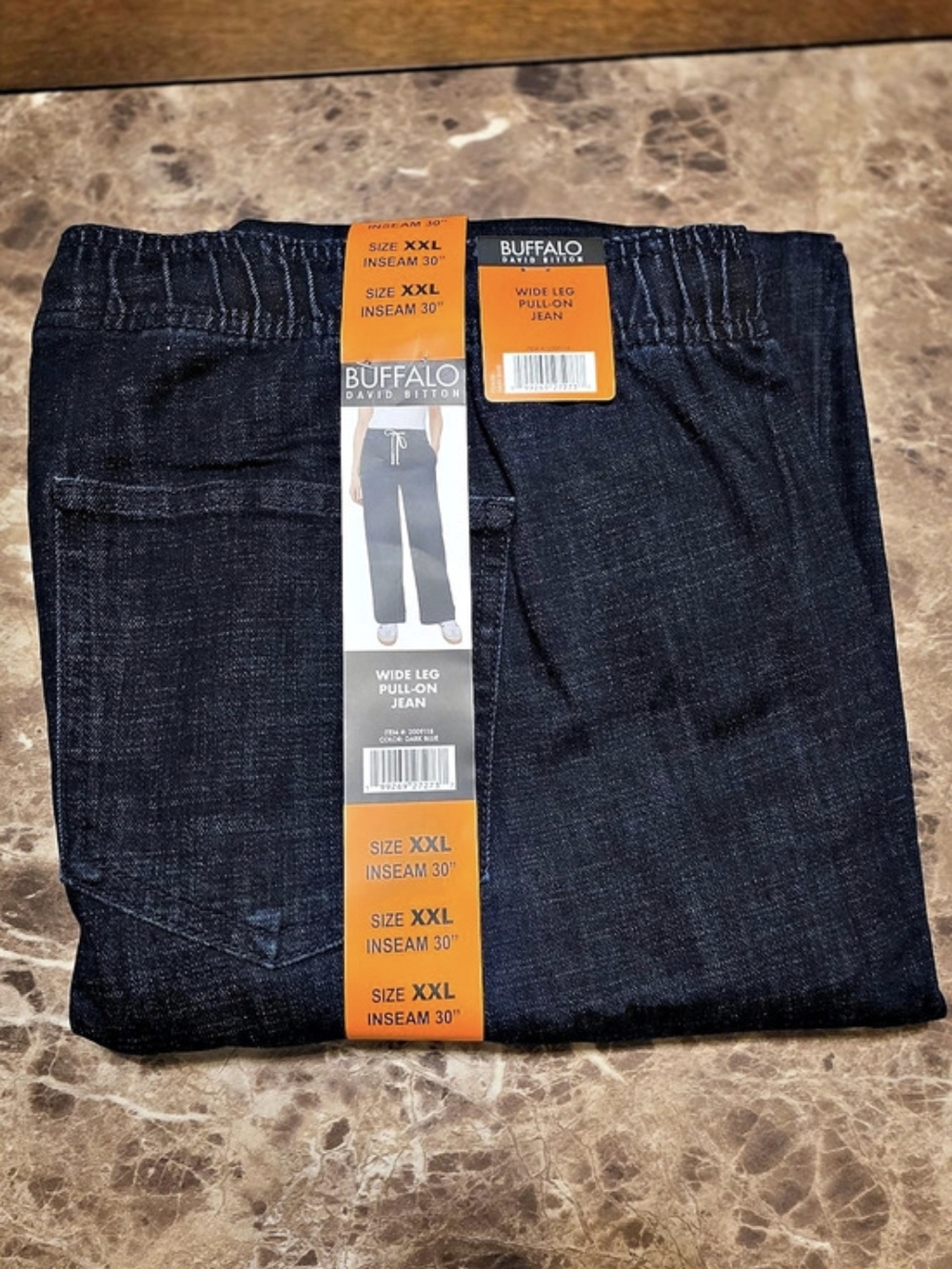 Buffalo David Bitton Wide Leg Pull-On Jean Jeans in Dark Blue Size XXL